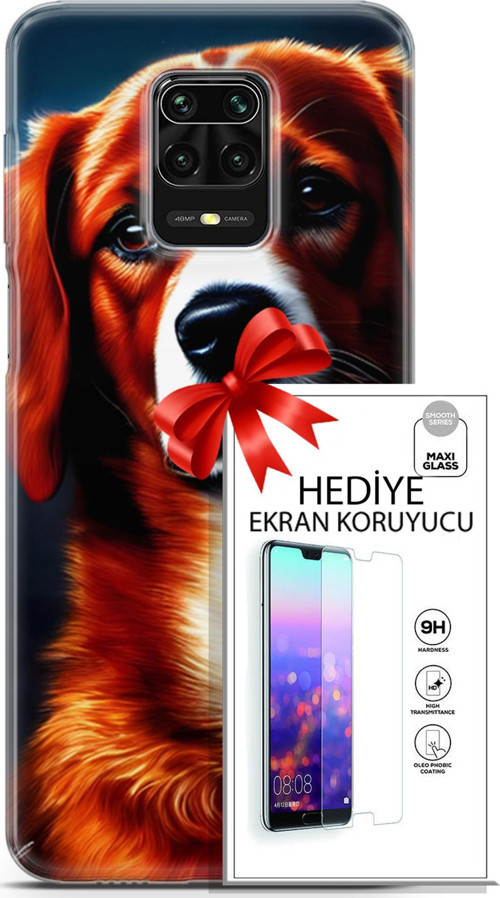 Xiaomi Redmi Note 9S Kılıf Orijinal Seri Dogs 21 Spaniel Darbe Önleyici Kapak + Ön Ekran Koruyucu