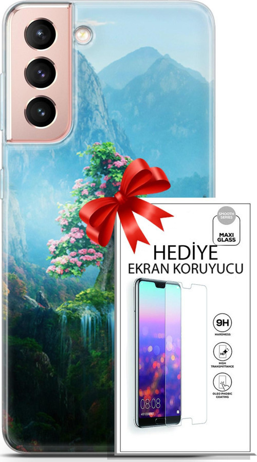 Samsung Galaxy S21 Kılıf Orijinal Seri Neo 29 Red Hood Leke Tutmaz Kapak + Ekran Koruyucu
