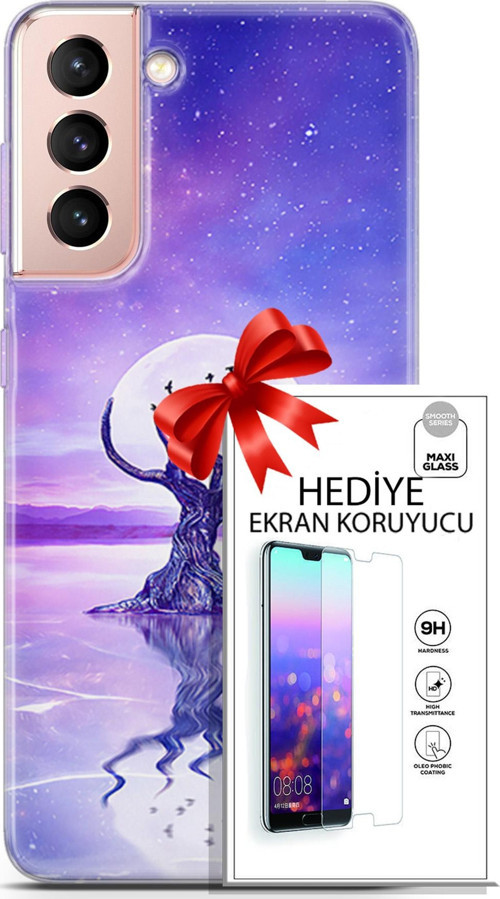 Samsung Galaxy S21 Kılıf Orijinal Seri Neo 30 Carnage Kenarları Şeffaf Kapak Ve Ekran Koruyucu