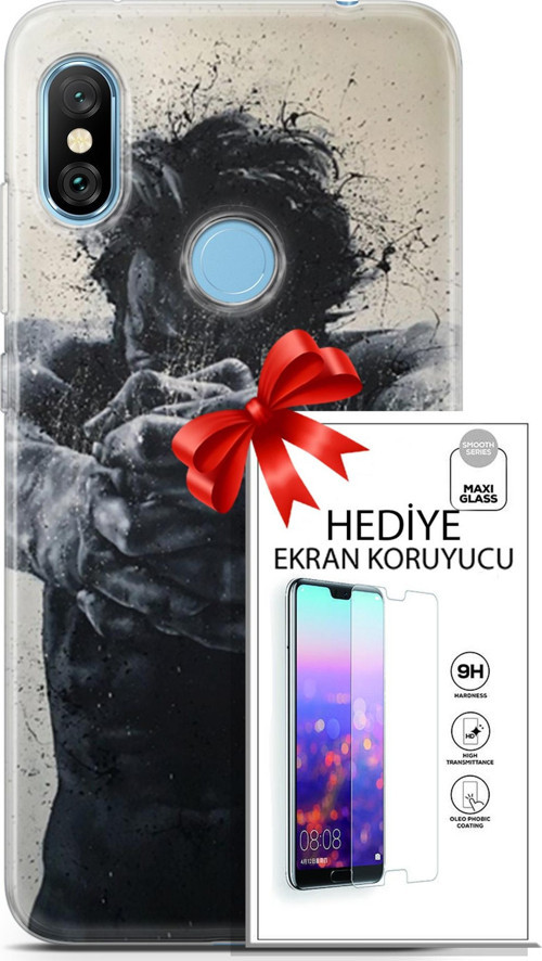 Xiaomi Redmi Note 6 Pro Kılıf Orijinal Seri Soul 28 Yumruk İz Bırakmayan Kılıf + Ön Ekran Koruyucu