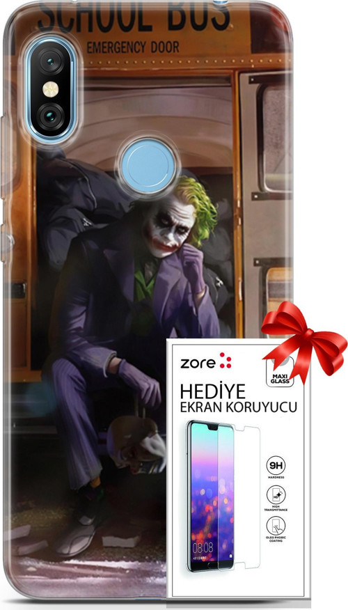 Xiaomi Redmi Note 6 Pro Kılıf Orijinal Seri Supers 05 Joker Poster Koruma Kılıfı + Ekran Koruyucu