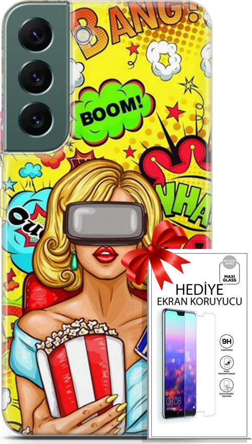 Samsung Galaxy S22 Kılıf Orijinal Seri Bounce 27 Jody King Lazer Kesim Silikon Ekran Koruyucu