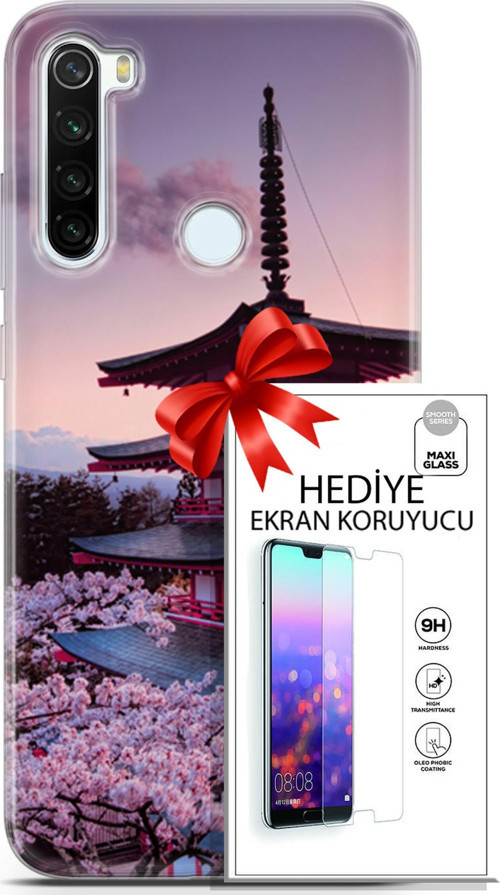 Xiaomi Redmi Note 8T Kılıf Orijinal Seri Fantasy 04 Arakurayama Sengen Silikon Kılıf + Ekran Koruyucu
