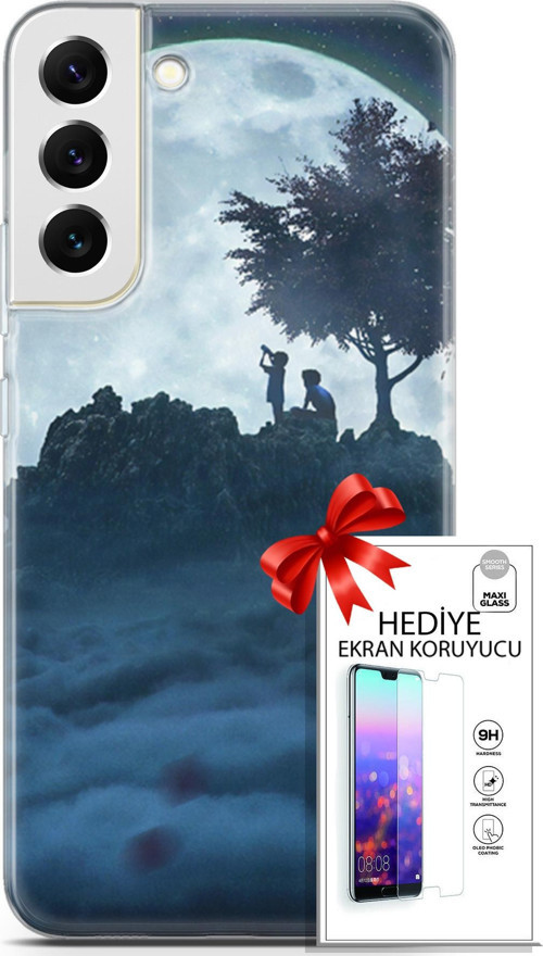 Samsung Galaxy S22 Plus Kılıf Orijinal Seri Algorand 21 Ayışığında Darbe Önleyici Kapak + Ön Ekran Koruyucu