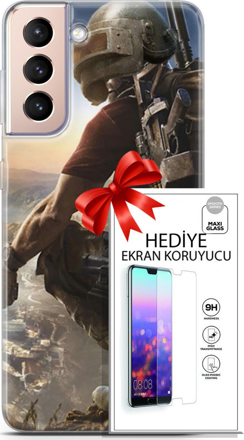 Samsung Galaxy S21 Plus Kılıf Orijinal Seri Pubg 10 Mobile Full Hd Kılıf + Ekran Koruyucu