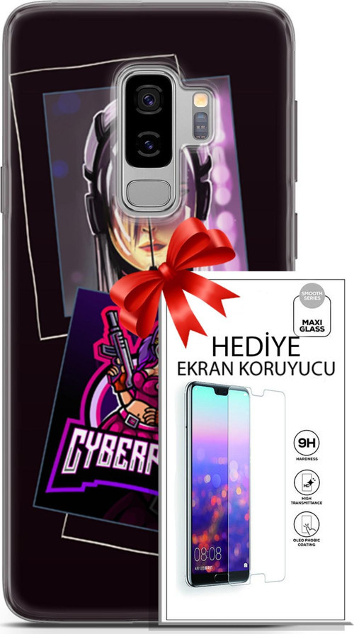 Samsung Galaxy S9 Plus Kılıf Orijinal Seri Cyberpunk 10 Cyber Kız Full Hd Kılıf + Ekran Koruyucu