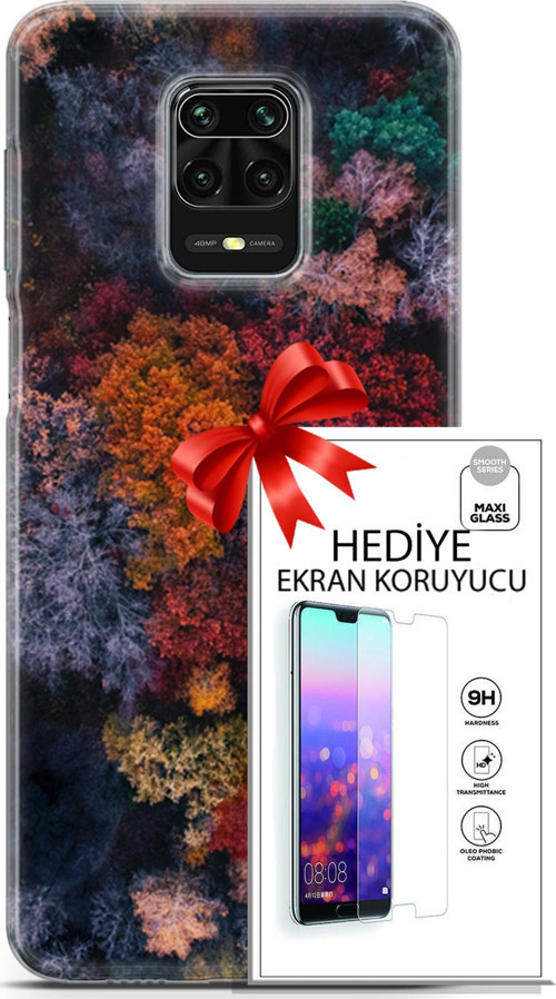 Xiaomi Redmi Note 9S Kılıf Orijinal Seri Fantasy 16 Renkli Ağaçlar Hediyelik Kılıf Ve Ekran Koruyucu