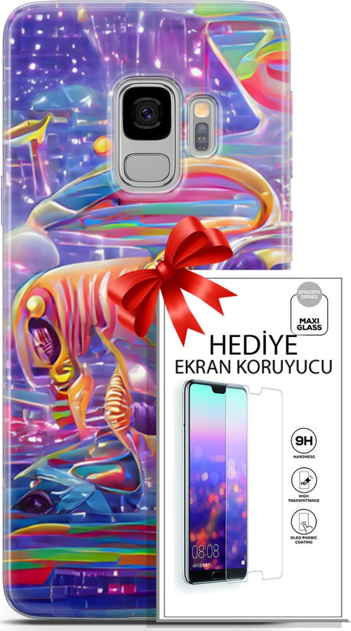 Samsung Galaxy S9 Kılıf Orijinal Seri Cyberpunk 11 4. Boyut 4K Baskılı Kılıf + Ekran Koruyucu Full Koruma