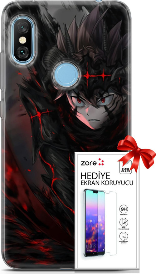 Xiaomi Redmi Note 6 Pro Kılıf Orijinal Seri Supers 14 Asta Devil Anime Cover Kılıf + Ön Ekran Koruyucu