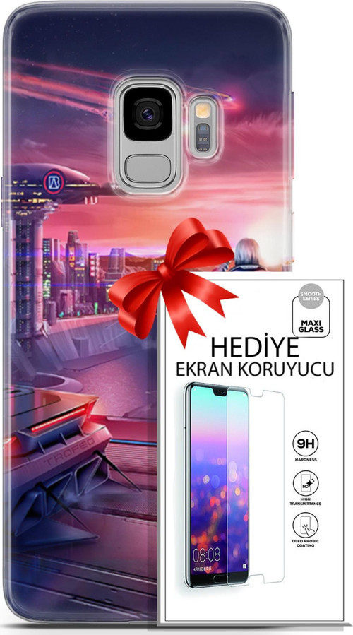 Samsung Galaxy S9 Kılıf Orijinal Seri Cyberpunk 13 Dünya Dışı Case Kapak Ekran Koruyucu