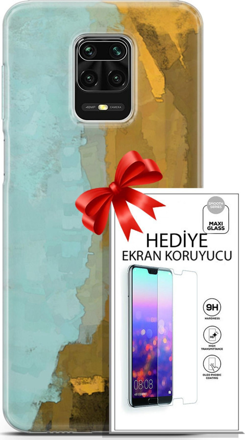 Xiaomi Redmi Note 9 Pro Kılıf Orijinal Seri Nature 25 Su Yeşili Soyulmayan Kılıf + Ekran Koruyucu Fu