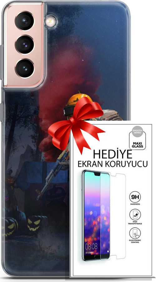Samsung Galaxy S21 Kılıf Orijinal Seri Pubg 25 Çatışma Soyulmayan Kılıf + Ekran Koruyucu Full Koruma