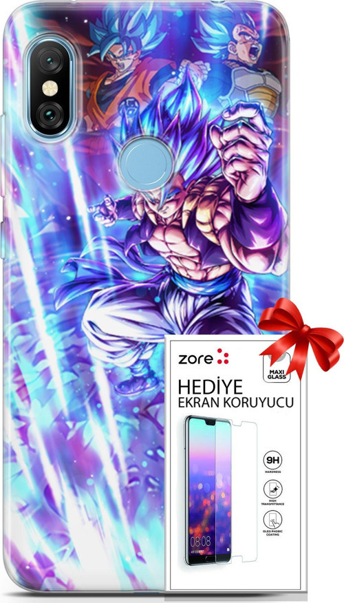 Xiaomi Redmi Note 6 Pro Kılıf Orijinal Seri Supers 17 Dragon Gogeta Anime Yumuşak Kılıf + Ekran Koruyucu