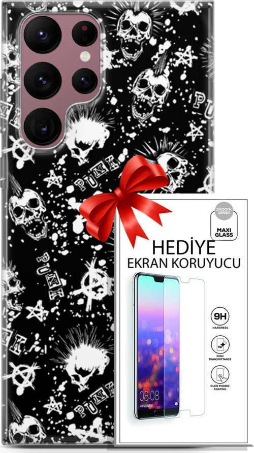 Samsung Galaxy S22 Ultra Kılıf Orijinal Seri Punky 23 Çarşı Punk Telefon Kabı Ve Ekran Koruyucu