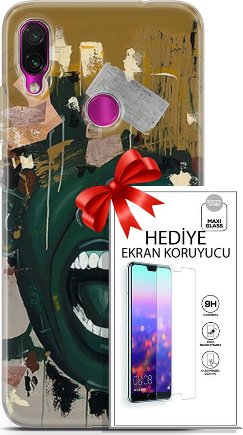 Xiaomi Redmi Note 7 Kılıf Orijinal Seri Soul 15 Koyu Yeşil Kalın Silikon + Ekran Koruyucu