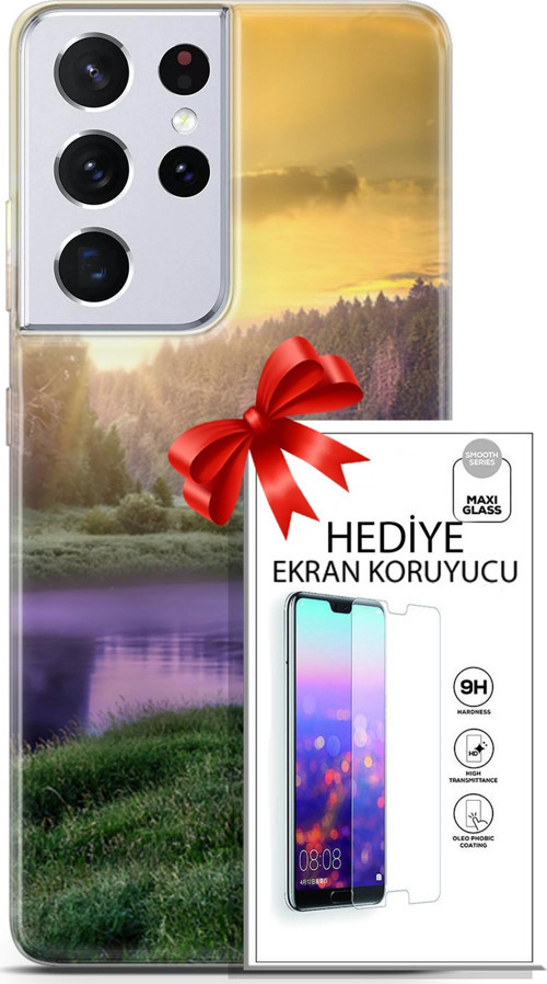 Samsung Galaxy S21 Ultra Kılıf Orijinal Seri Fantasy 05 Nehir Koruma Kılıfı + Ekran Koruyucu