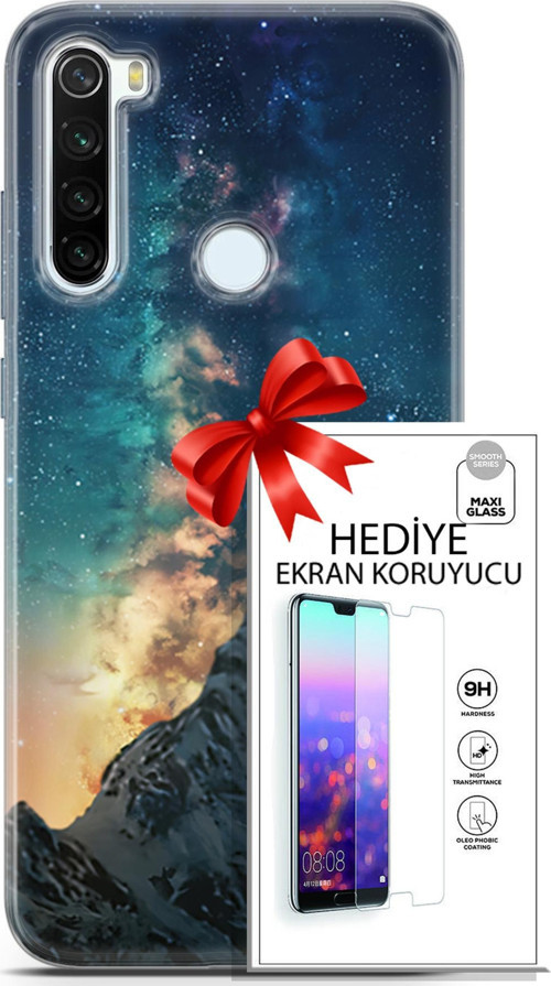 Xiaomi Redmi Note 8T Kılıf Orijinal Seri Fantasy 19 Mavi Gece Tam Koruma Kılıf + Ekran Koruyucu