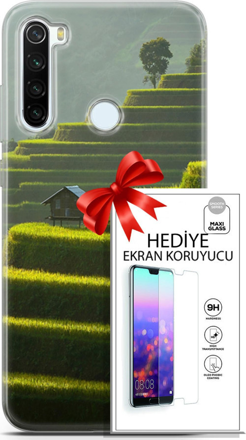 Xiaomi Redmi Note 8T Kılıf Orijinal Seri Fantasy 23 Çay Tarlası Telefon Kabı Ve Ekran Koruyucu