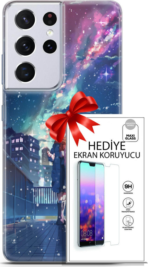 Samsung Galaxy S21 Ultra Kılıf Orijinal Seri Fantasy 10 Anime Kar Full Hd Kılıf + Ekran Koruyucu