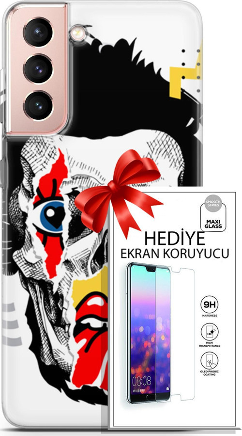 Samsung Galaxy S21 Kılıf Orijinal Seri Punky 05 Karışık Koruma Kılıfı + Ekran Koruyucu