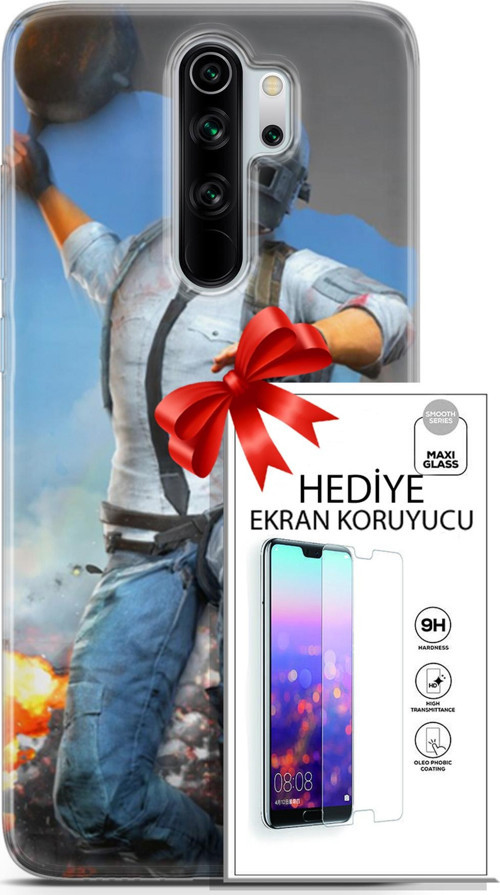 Xiaomi Redmi Note 8 Pro Kılıf Orijinal Seri Pubg 01 Action Figur Telefon Kılıfı + Ekran Koruyucu