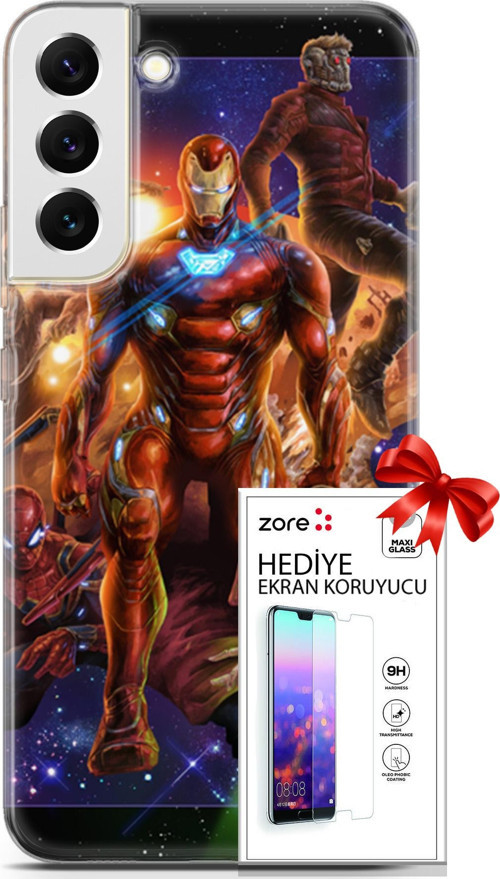 Samsung Galaxy S22 Plus Kılıf Orijinal Seri Supers 28 Avengers Endgame İz Bırakmayan Kılıf + Ön Ekran Koruyucu