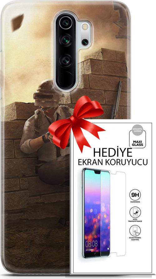 Xiaomi Redmi Note 8 Pro Kılıf Orijinal Seri Pubg 04 Oyun Karakterleri Silikon Kılıf + Ekran Koruyucu