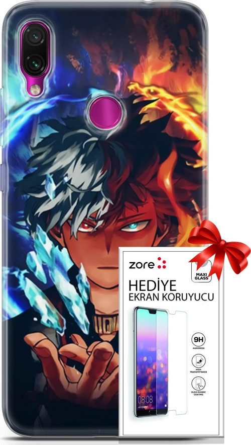 Xiaomi Redmi Note 7 Kılıf Orijinal Seri Supers 13 Todoraki Anime Case Kapak Ekran Koruyucu