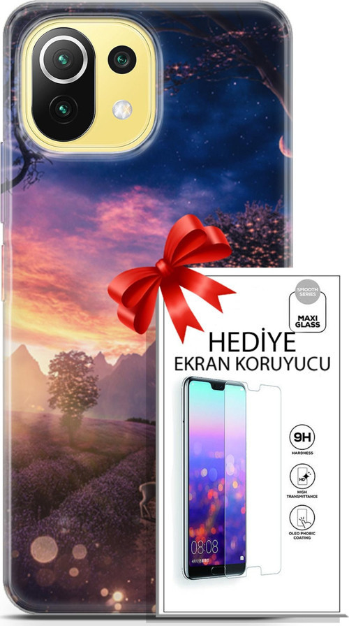 Xiaomi 11 Lite 5G Kılıf Orijinal Seri Fantasy 15 Keçi Kalın Silikon + Ekran Koruyucu