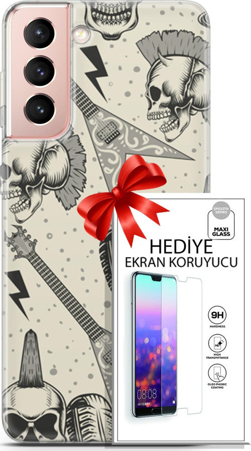 Samsung Galaxy S21 Kılıf Orijinal Seri Punky 20 Trash Punk Renkli Kılıf Ekran Koruyucu