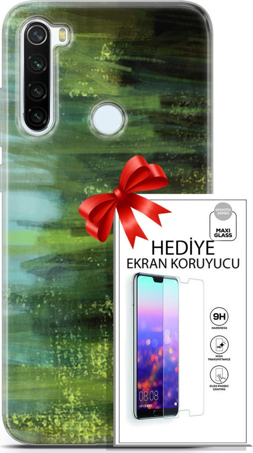 Xiaomi Redmi Note 8T Kılıf Orijinal Seri Nature 21 Çalılar Darbe Önleyici Kapak + Ön Ekran Koruyucu