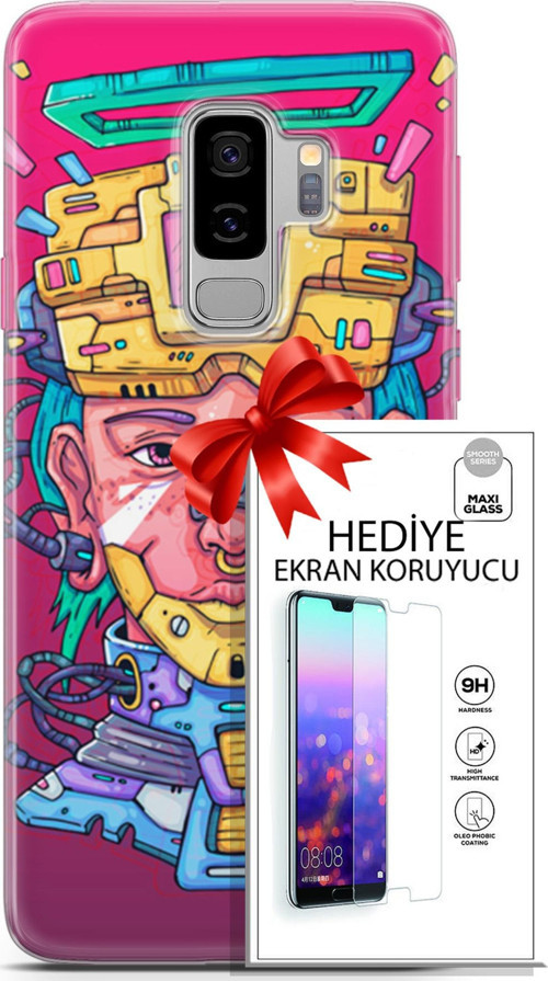 Samsung Galaxy S9 Plus Kılıf Orijinal Seri Punky 02 Robotica Kapak Ve Ekran Koruyucu