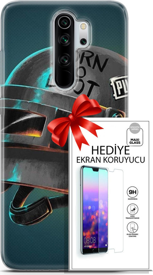 Xiaomi Redmi Note 8 Pro Kılıf Orijinal Seri Pubg 19 Born To Loot Tam Koruma Kılıf + Ekran Koruyucu