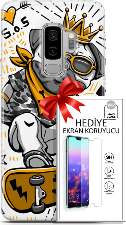 Samsung Galaxy S9 Plus Kılıf Orijinal Seri Punky 09 Punk Pug Uv Kılıf Ve Ekran Koruyucu