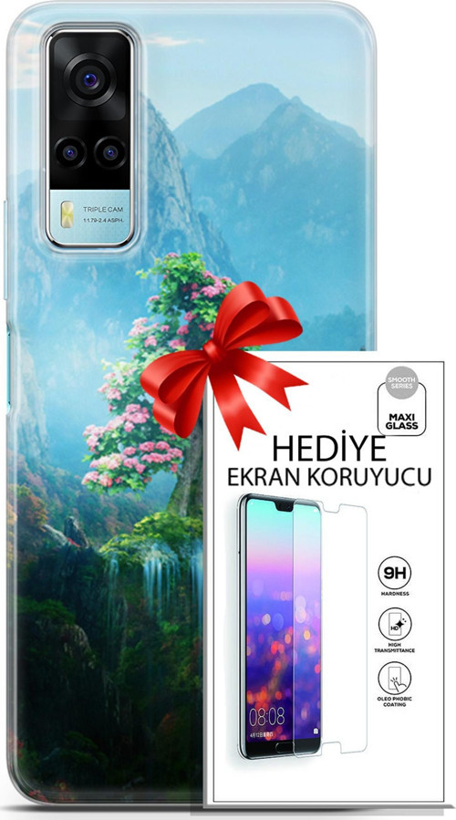 Vivo Y53S 4G Kılıf Orijinal Seri Neo 29 Red Hood Leke Tutmaz Kapak + Ekran Koruyucu