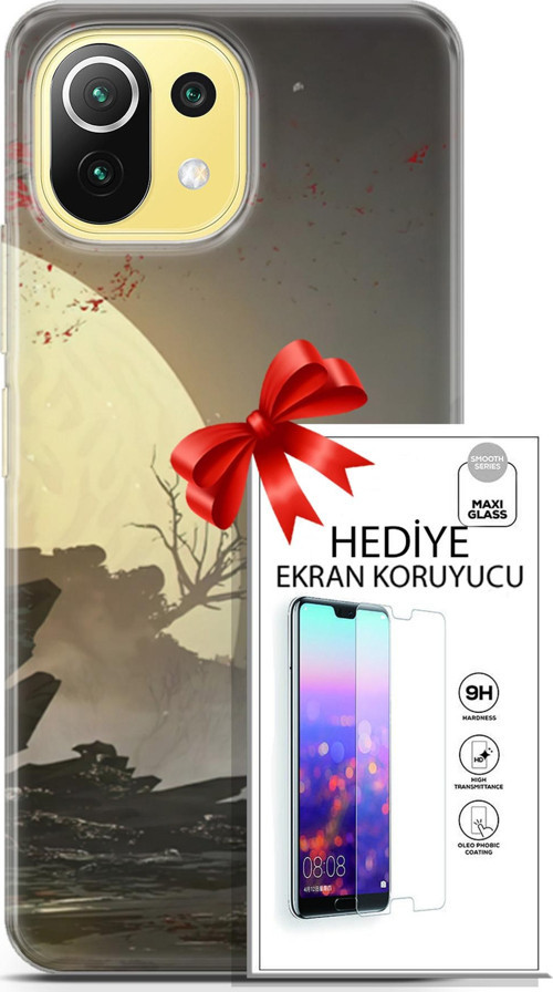 Xiaomi 11 Lite 5G Kılıf Orijinal Seri Fantasy 29 Anime Savaşçı Leke Tutmaz Kapak + Ekran Koruyucu