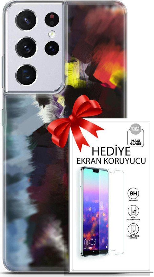 Samsung Galaxy S21 Ultra Kılıf Orijinal Seri Nature 19 Çok Renkli Tam Koruma Kılıf + Ekran Koruyucu