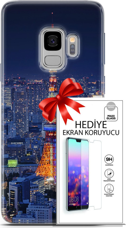 Samsung Galaxy S9 Kılıf Orijinal Seri Fantasy 02 Eyfel Kapak Ve Ekran Koruyucu