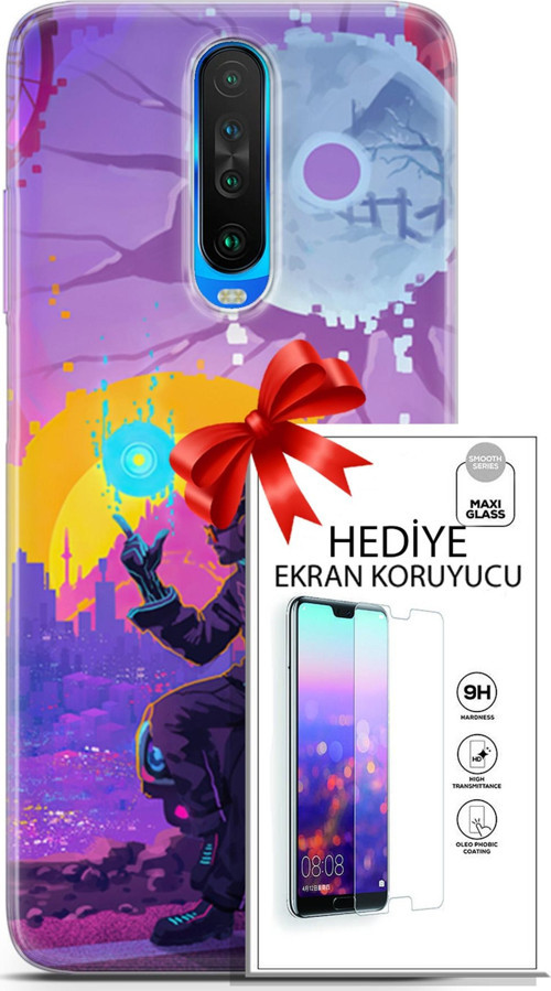 Xiaomi Redmi K30 Kılıf Orijinal Seri Cardano 25 Araba Soyulmayan Kılıf + Ekran Koruyucu Full Koruma