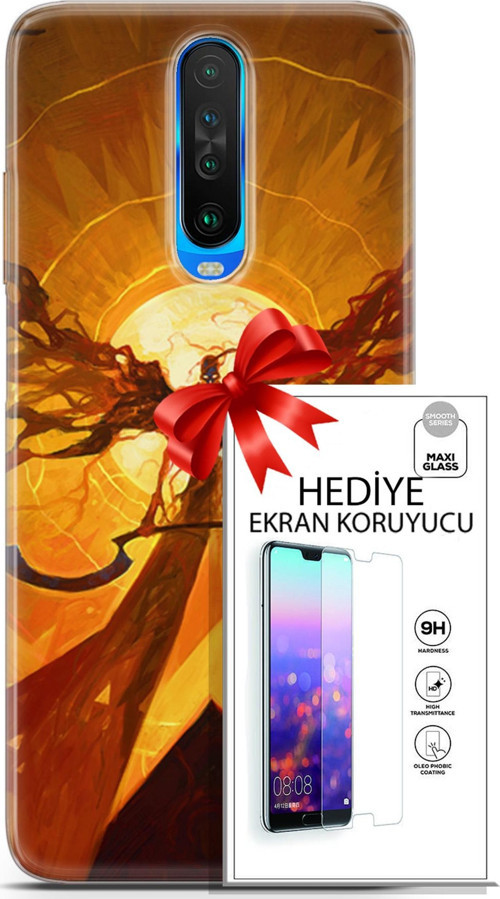 Xiaomi Redmi K30 Kılıf Orijinal Seri Cardano 27 Şeytan Lazer Kesim Silikon Ekran Koruyucu