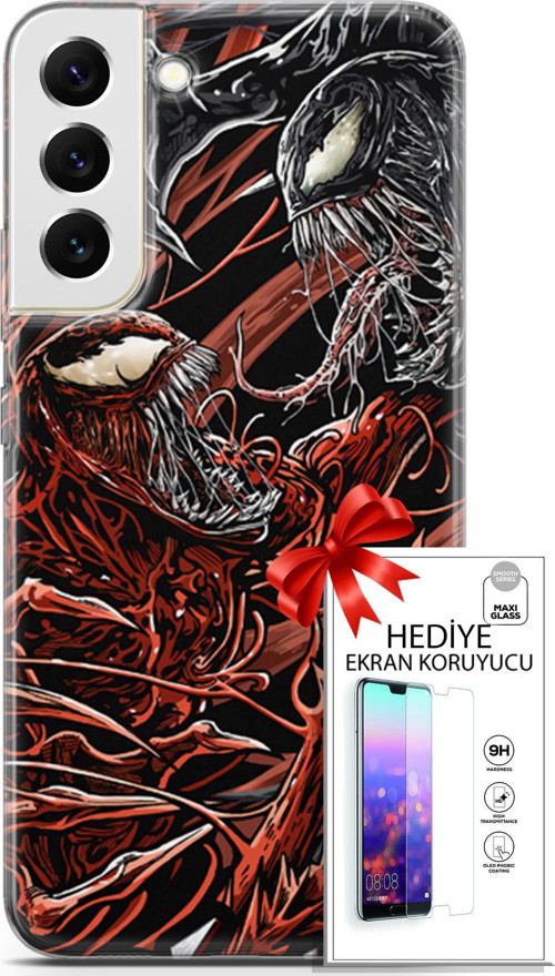 Samsung Galaxy S22 Plus Kılıf Orijinal Seri Cardano 21 Stranger Darbe Önleyici Kapak + Ön Ekran Koruyucu