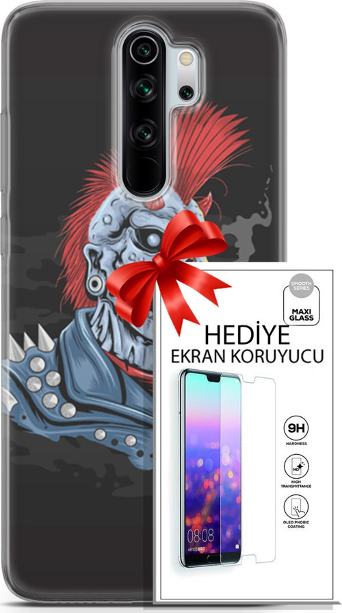 Xiaomi Redmi Note 8 Pro Kılıf Orijinal Seri Punky 04 Punk Skeleton Silikon Kılıf + Ekran Koruyucu Fu