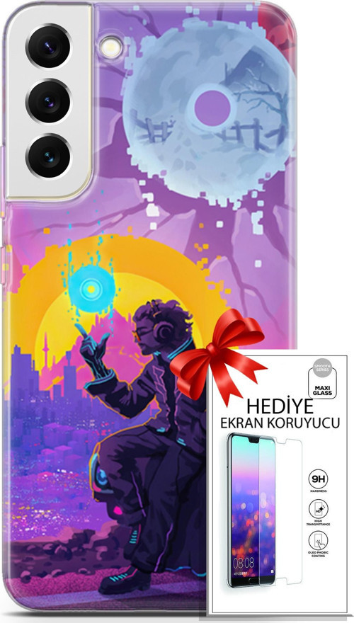 Samsung Galaxy S22 Plus Kılıf Orijinal Seri Cardano 25 Araba Soyulmayan Kılıf + Ekran Koruyucu Full