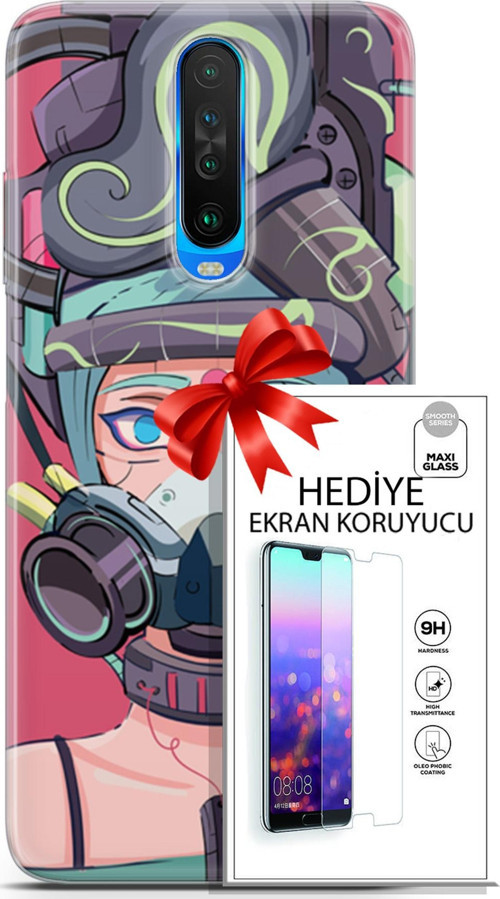 Xiaomi Redmi K30 Kılıf Orijinal Seri Cyberpunk 06 Gaz Maskesi Koruyucu Kapak Ekran Koruyucu