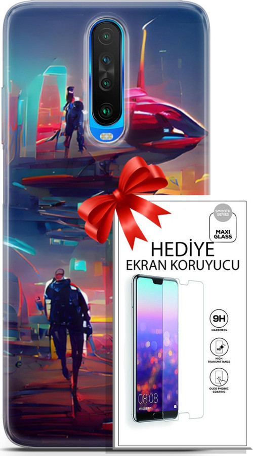 Xiaomi Redmi K30 Kılıf Orijinal Seri Cyberpunk 12 Mars Tasarım Kılıf + Ekran Koruyucu