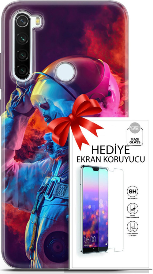 Xiaomi Redmi Note 8T Kılıf Orijinal Seri Neo 18 Spider Man Noir Parlak Kılıf + Ekran Koruyucu Full Koruma