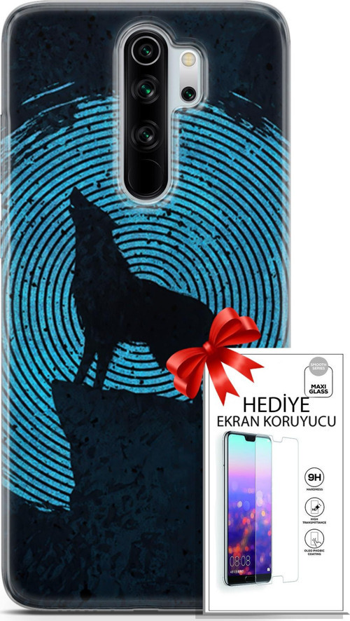 Xiaomi Redmi Note 8 Pro Kılıf Orijinal Seri Algorand 05 Parmak İzi Kurt Koruma Kılıfı + Ekran Koruyucu