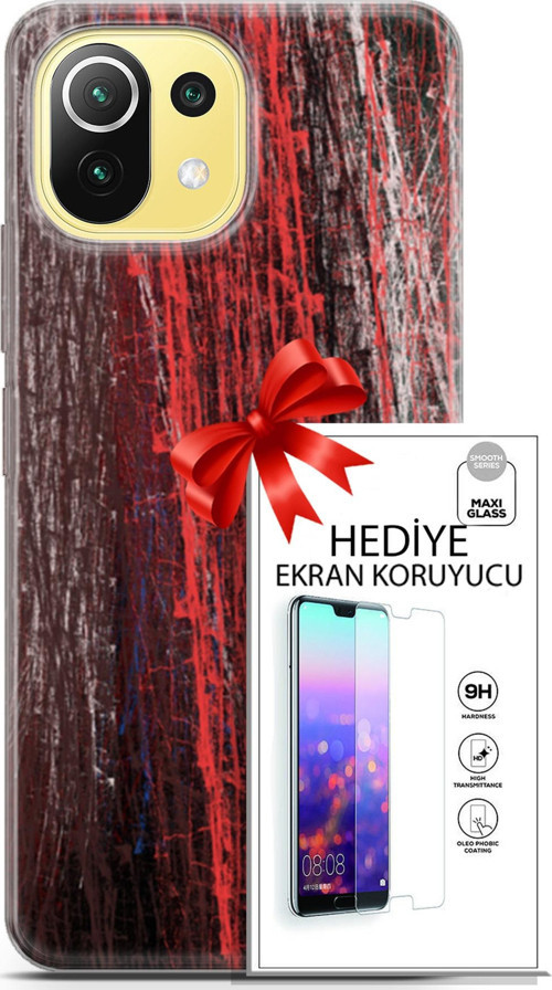 Xiaomi 11 Lite 5G Kılıf Orijinal Seri Nature 22 İzler Kap + Ekran Koruyucu