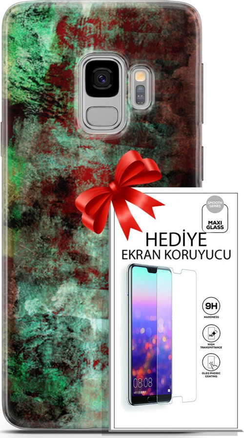 Samsung Galaxy S9 Kılıf Orijinal Seri Nature 10 Su Yeşili Full Hd Kılıf + Ekran Koruyucu