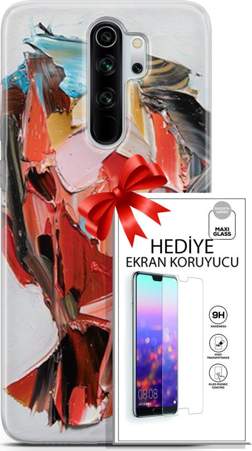 Xiaomi Redmi Note 8 Pro Kılıf Orijinal Seri Soul 09 Pembe Kırmızı Mavi Uv Kılıf Ve Ekran Koruyucu